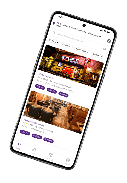 Smart Dining app screen